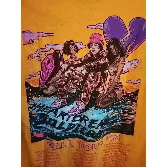 Lil Xan Heartbreak Soldiers Fall Tour 2018 T-Shirt Men Sz M Double Sided NWT CR6 - Picture 5 of 5